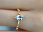 Pierścionki - Pierścionek Zaręczynowy Z Naturalnym Akwamarynem Markiza i Diamentami - miniaturka - grafika 1