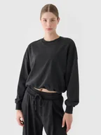 Bluzy damskie - 4F Bluza dresowa nierozpinana bez kaptura damska - czarna XXL - miniaturka - grafika 1