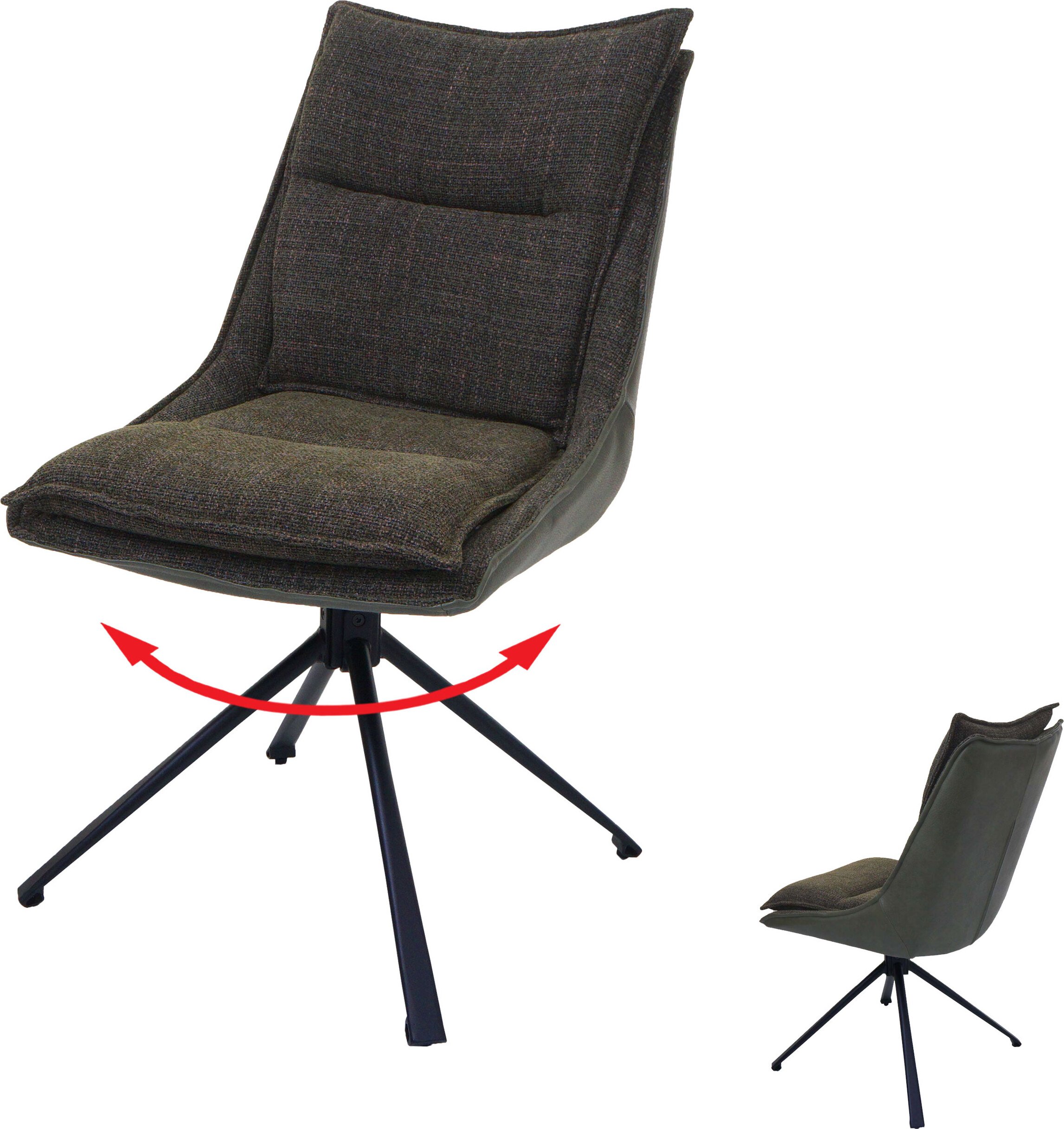 Krzesło do jadalni HWC-N71, krzesło kuchenne, obrotowe z automatycznym powrotem, tkanina/tekstylia (420g/m²) Oeko-Tex ~ zielony