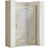 Ścianki i drzwi prysznicowe - Rea Hugo Gold Brush drzwi prysznicowe 80 cm wnękowe złoto szczotkowane/szkło przezroczyste REA-K8410 - miniaturka - grafika 1