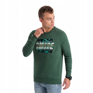 Bluza męska zakładana przez głowę z nadrukiem zielona V2 OM-SSPS-0156 L - Bluzy męskie - miniaturka - grafika 1
