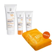 Balsamy i kremy do opalania - Zestaw Iwostin Solecrin, krem ochronny, SPF 50+, 50 ml + krem ochronny, SPF 30, 50 ml + żelowy krem do ciała, SPF 50+, 200 ml + ręcznik kąpielowy gratis - miniaturka - grafika 1