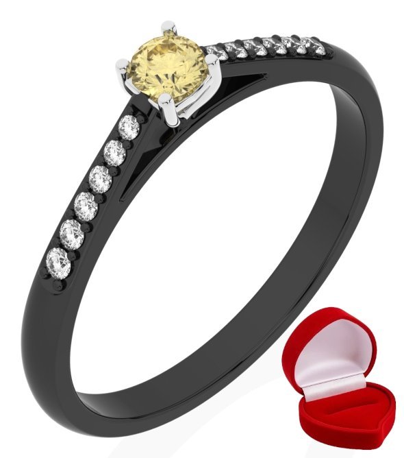 ZŁOTY PIERŚCIONEK ZARĘCZYNOWY 585 14k SZAFIR 0,09 ct CZARNE ZŁOTO R9