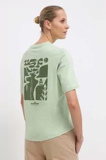 Koszulki sportowe damskie - Columbia t-shirt bawełniany damski kolor zielony - grafika 1