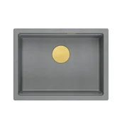 Zlewozmywaki - JOSH 110 GraniteQ zlewozmywak silver stone 59,5x45,1x21,5 cm 1-komorowy podwieszany z syfonem manualnym złoty - miniaturka - grafika 1