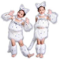 Stroje karnawałowe - Kostium Przebranie Strój Kota Kot Kotek Ogon Uszy Cosplay Bal Karnawał 134 140 Cm - miniaturka - grafika 1