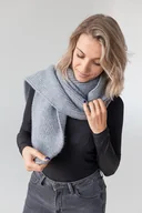 Apaszki i szaliki damskie - PUCHACZ - szalik wełna merino, bawełna czesana szary - miniaturka - grafika 1