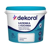 Farby wewnętrzne - Farba lateksowa odporna na wilgoć ŁAZIENKA KUCHNIA Śnieżnobiała 3 l Dekoral - miniaturka - grafika 1