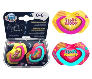 CANPOL BABIES SMOCZEK SYMETRYCZNY NEON LOVE 0-6m 2szt. - Smoczki uspokajające - miniaturka - grafika 1
