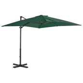 Parasole ogrodowe - vidaXL Parasol wiszący z aluminiowym słupkiem, 250x250 cm, zielony - miniaturka - grafika 1