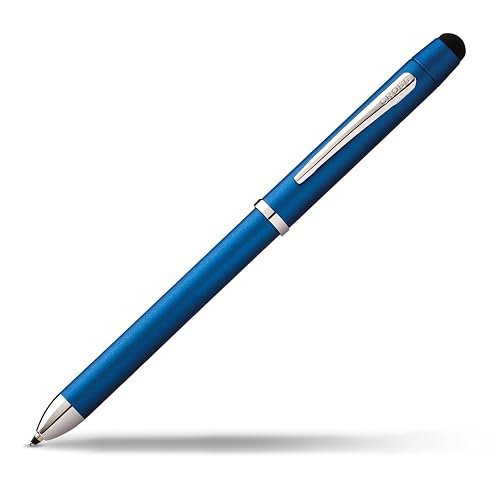 CROSS Tech3+ metaliczny niebieski wielofunkcyjny długopis z rysikiem, w zestawie pudełko prezentowe premium – długopis i ołówek do wielokrotnego napełniania