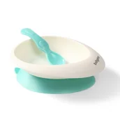 Miseczki i talerzyki dla dzieci - Babyono Miseczka z przyssawką i łyżeczką miętowa 230 ml - miniaturka - grafika 1