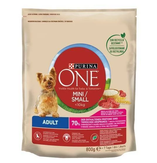 Purina One Mini Adult Pies Wołowina i Ryż 800g