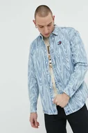 Koszule męskie - Tommy Jeans koszula jeansowa męska kolor niebieski relaxed z kołnierzykiem klasycznym - miniaturka - grafika 1