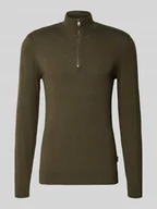 Swetry męskie - Bluza z kołnierzem z mieszanki bawełny z efektem dzianiny - miniaturka - grafika 1