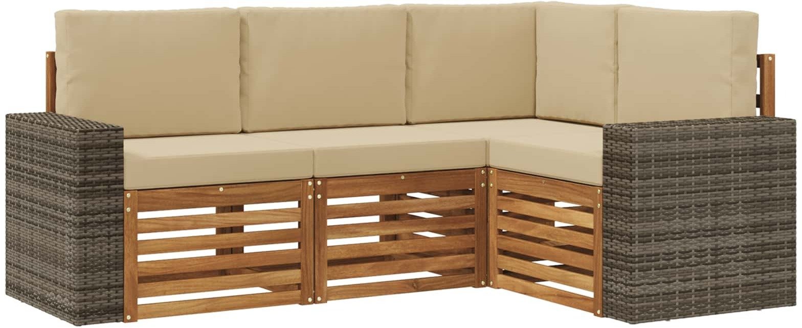 vidaXL Zestawy sof z poduszką 4 pcs Lite Drewno Akacji