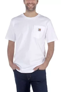 Koszulki sportowe męskie - Koszulka męska T-shirt Carhartt Heavyweight Pocket K87 100 biały - grafika 1