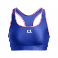 Biustonosze - Biustonosz treningowy Under Armour UA HeatGear Mid Padless - niebieski - miniaturka - grafika 1