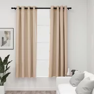 Zasłony - vidaXL Zasłony stylizowane na lniane, 2 szt., beżowe, 140x175 cm - miniaturka - grafika 1