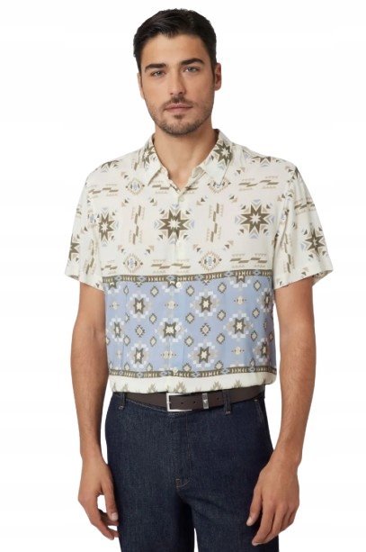 Guess Męska Koszula Casual Wiskoza Krótki Rękaw Kołnierzyk L Gma