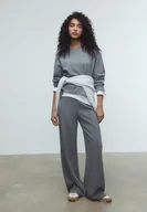 Koszulki i topy damskie - Stradivarius Dzianinowa koszulka z okrągłym dekoltem Ciemnoszary XL - miniaturka - grafika 1