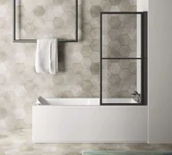 Parawany nawannowe - Polysan Kagera - Parawan nawannowy pneumatyczny 71 cm, czarny mat/szkło przezroczyste 30336B - miniaturka - grafika 1