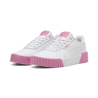 Odzież sportowa dziecięca - Młodzieżowe sneakersy Carina 3.0 PUMA White Gold Posie Pink - miniaturka - grafika 1