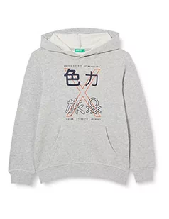 United Colors of Benetton Chłopięca bluza z kapturem z długim rękawem, szary melanż 501, 150 - Bluzy dla chłopców - miniaturka - grafika 1