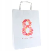 Akcesoria do pakowania - torba papierowa z nadrukiem W DNIU KOBIET torebka prezentowa dzień kobiet - miniaturka - grafika 1