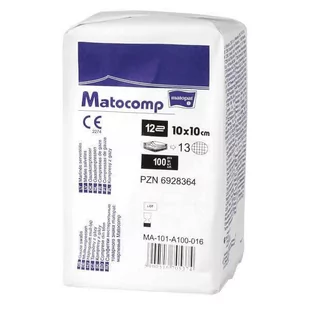 MATOCOMP Kompresy z gazy 13-nit 12-warstw niejałowe 10x10cm-100szt. - Apteczki i materiały opatrunkowe - miniaturka - grafika 1
