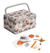 Akcesoria i części do maszyn do szycia - Hobby Gift Exclusive wstępnie wypełnione pudełko do przechowywania rękodzieła z 94-częściowym zestawem do szycia w zestawie, 18,5 x 25,5 x 14,5 cm, sowa - miniaturka - grafika 1