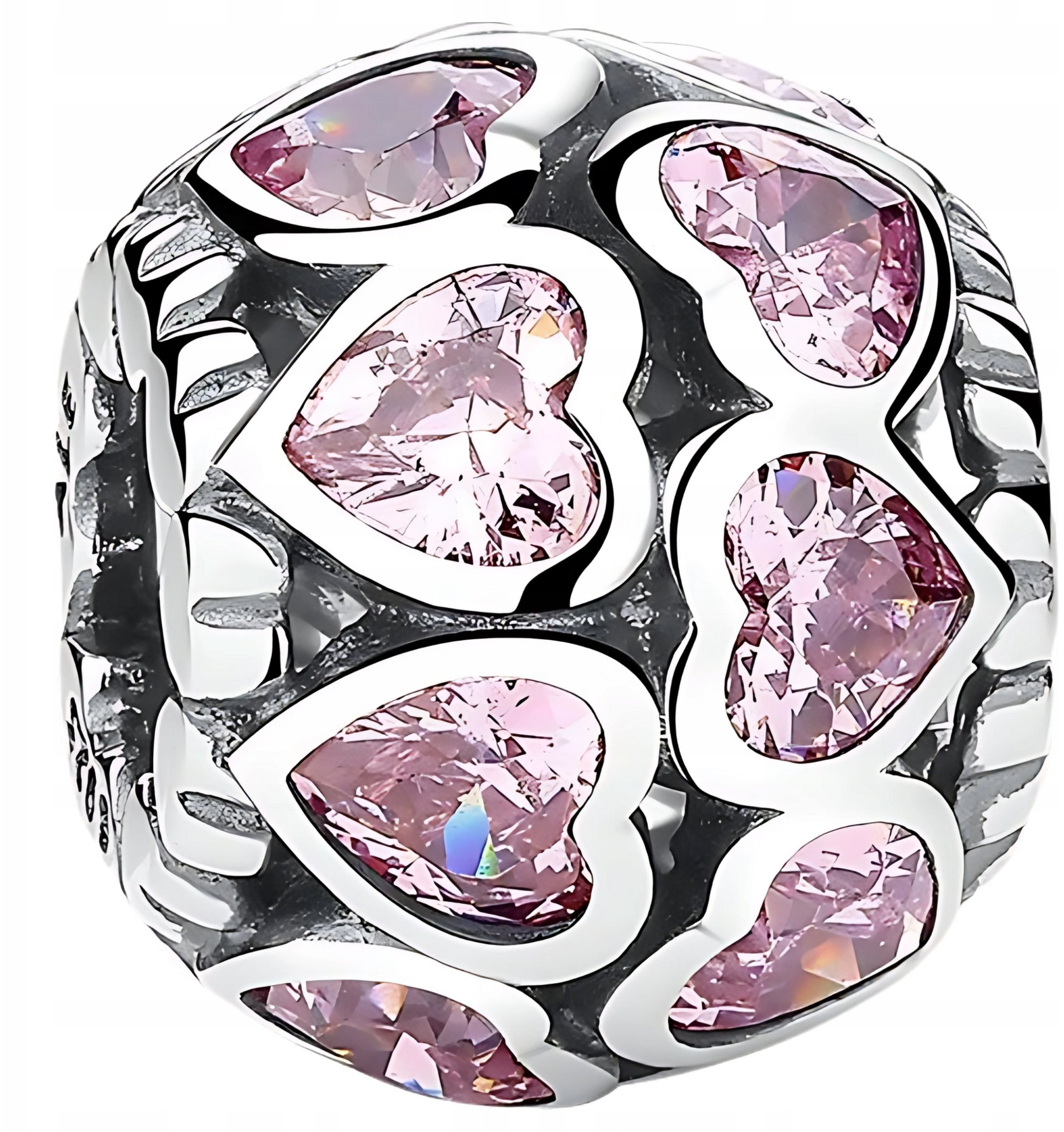 Ivybands CHARMS SERCA RÓŻ srebro 925 koralik zawieszka różowe serce charms pr 925