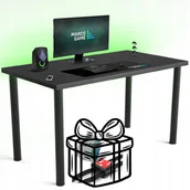 Biurka gamingowe - Biurko Gamingowe Gracza Marco Game Led Czarne Organizer Do Kabli - miniaturka - grafika 1