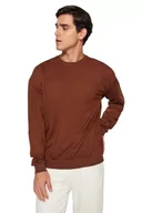 Bluzy męskie - TRENDYOL Męska bluza - bordowa - regularna, Brązowy, XL - miniaturka - grafika 1