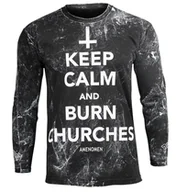 Koszulki męskie - longsleeve AMENOMEN - KEEP CALM AND BURN CHURCHES (OMEN069LO ALLPRINT WHITE)-L - miniaturka - grafika 1