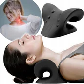 Masażery - Poduszka Pod Kark Rozciągająca Masażer Na Ból Rozluźniacz Dla Szyi Czarna - miniaturka - grafika 1