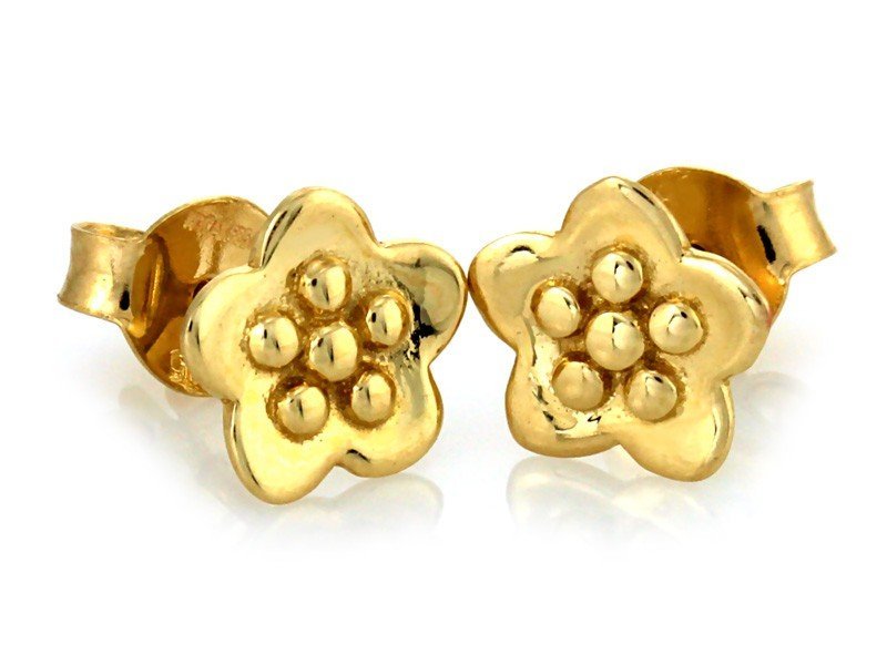 Kolczyki kwiatki złote 585 kwiatuszki przy uchu 1.17g