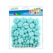 Craft with Fun Ozdoba dekoracyjna Pompon Tkan 60szt niebieski Mix 12/144 - Pozostałe akcesoria dla plastyków - miniaturka - grafika 1