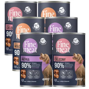 PetRepublic Fine Meat danie z cielęciny/indyka/wołowiny 6x400g (90% mięsa w kawałku) dla psa - Mokra karma dla psów - miniaturka - grafika 1