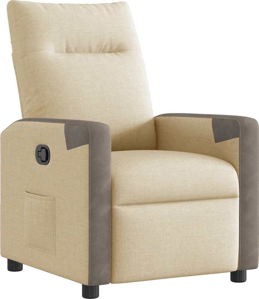 Fotel rozkładany, kremowy, obity tkaniną