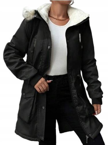 Shein Kurtka Zimowa Damska Parka Kaptur XXL Łła