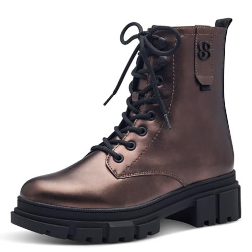 s.Oliver Damskie sztyblety Lace Boot Flat 5-25214-41, Brąz metal, 36 EU