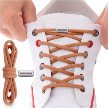 Sznurowadła bez wiązania klipsy elastyczne sznurówki długie 100 cm brązowe