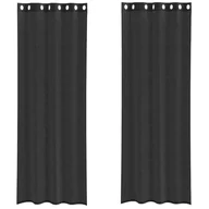 Zasłony - vidaXL Zasłony woalowe z przelotkami 2 szt. Czarne 140x300 cm - miniaturka - grafika 1