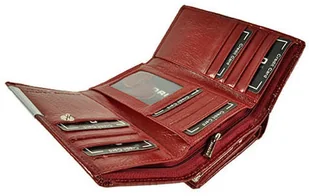 Portfel Damski Skórzany GREGORIO 14 cm Klamra i Klapka Skóra Naturalna Lakierowany GF-108 CZERWONY RFID 14 x 9 x 4 [cm] - Portfele - miniaturka - grafika 5