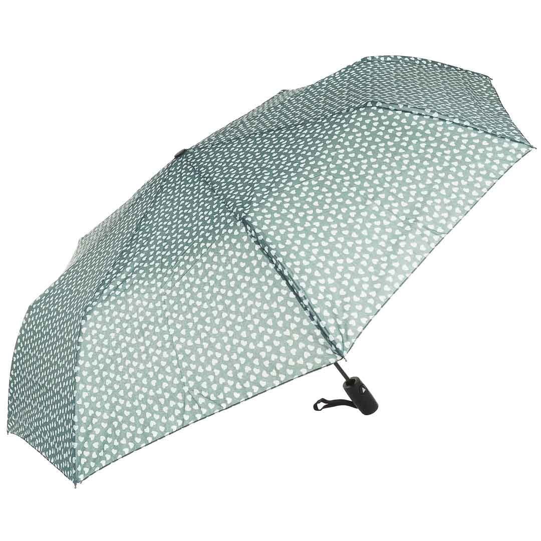 Parasol ciemnozielony w serca damski półautomat