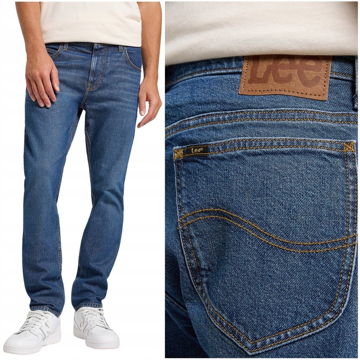 Lee RIDER slim Leo lekko dopasowane ciemne spodnie jeansowe W28 L32