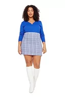 Spódnice - Trendyol FeMan Plus Size Mini spódnica ołówkowa regularny krój tkana spódnica w rozmiarze plus size, niebieska, 44, NIEBIESKI, 42 - miniaturka - grafika 1