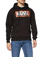 Bluzy męskie - MARVEL Męska bluza z kapturem z logo retro, Czarny, XL - miniaturka - grafika 1