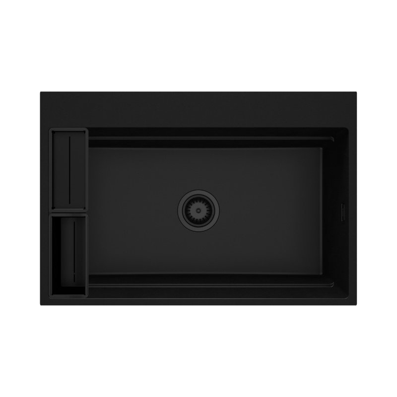 Deante Magnetic Zlewozmywak granitowy jednokomorowy 76x52 cm czarny mat ZRM_N10B